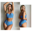 Women's High Waist Bikini Swimwear Plaid Swimsuit Beachwear
