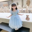 Girl Sequin Frozen Princess Party Dress with Cape