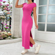 Women Solid Color Backless Slim Dress