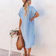 Women Blue Shirt Dress Maxi Dress