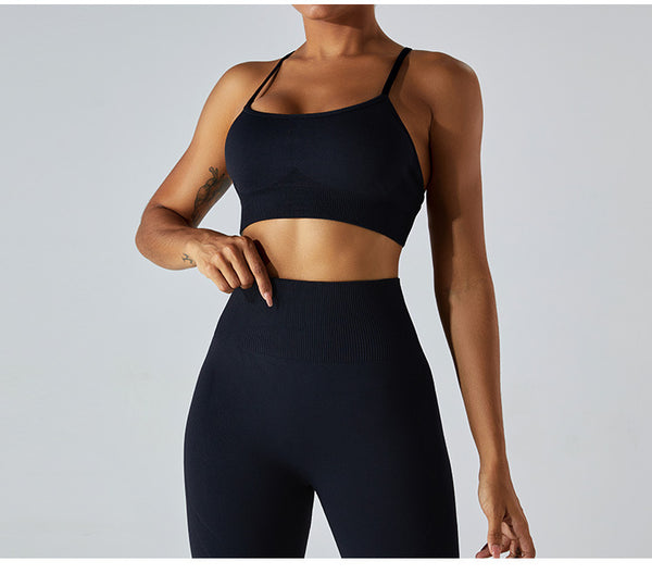 Women Push Up Cross Strap Sexy Seamless Yoga Bra