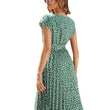 Women Round Neck Print Short Sleeves Dress