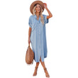 Women Blue Shirt Dress Maxi Dress