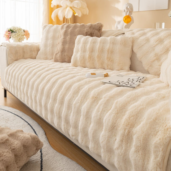Imitation Fur Plush Sofa Cover Soft Sofa Slipcover