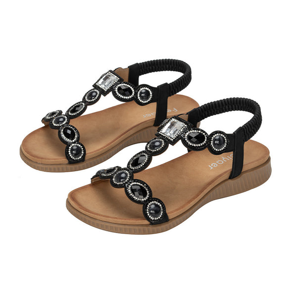 Womens Rhinestone Flip Flops Summer Flat Sandals