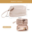 PU Leather Large Capacity  Double Layer Travel Cosmetic Bag