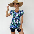 Women's Tankini Swimsuits Ruffled Flowy Tankini Tops with Shorts Swimwear Set