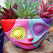 Colorful Face Pattern Resin Flowerpot