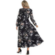 Women's Autumn Long Sleeve Floral Print Swing Maxi Dress
