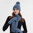 Set of 3pcs Women Knitted Warm Fleece Hat Knitted Scarf Touch Screen Gloves Set