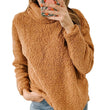 Women Fleece Turtleneck Long Sleeve Winter Solid Color Pullover