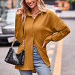 Women Long Sleeve Solid Color Loose  Blouse