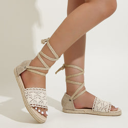 Women Round-toe Lace Rope Bandage Sandals