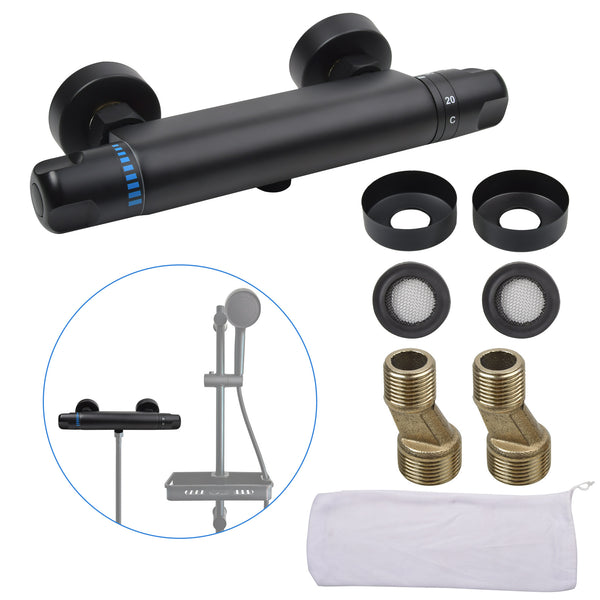 Thermostatic Exposed Bar Shower Mixer Valve Tap Chrome Bottom 1/2"