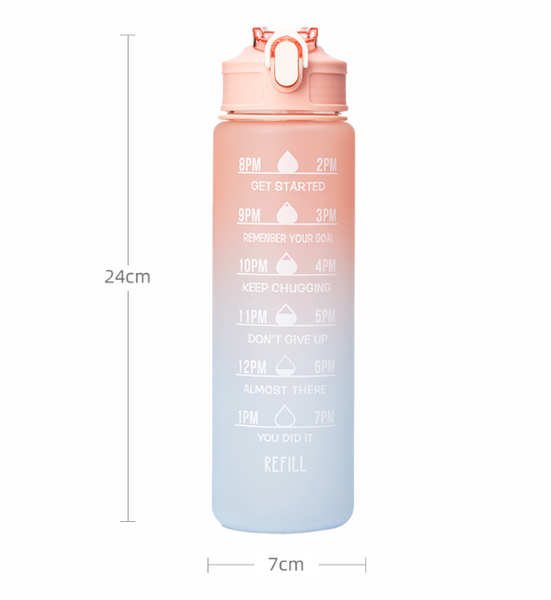 800ml Motivational Water Bottle with Time Marker Straw Leakproof Tritian Frosted Portable Reusable Fitness Sport Bottle