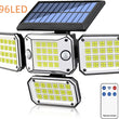 Solar Light Outdoor Motion Sensor Flood Light LED Wall Waterproof Adjustable Heads
