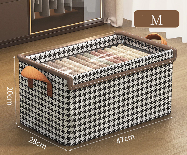 Fabric Storage Box Stackable Shelf Storage Basket with Cover