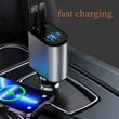 Retractable 60W Car Phone Fast Charger with 2 USB Ports