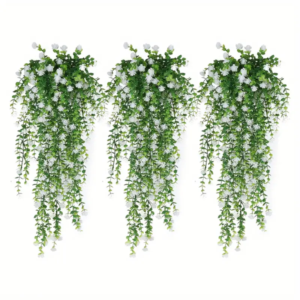 3pcs Plastic Ivy Hanging Plants with Flower