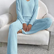 Women Winter Long Sleeve V-neck  Pajamas Suit 2 Piece Sets