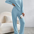 Women Winter Long Sleeve V-neck  Pajamas Suit 2 Piece Sets