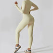Women Sexy Bodycon Workout Solid Long Sleeve Zipper Jumpsuit