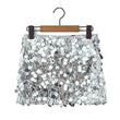 Sexy Women Fashion Low Waist Side Zipper Sequin Mini Skirt
