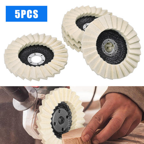 5PCS 125mm Wool Flap Felt Disc Angle Grinder Polishing Buffing Wheels