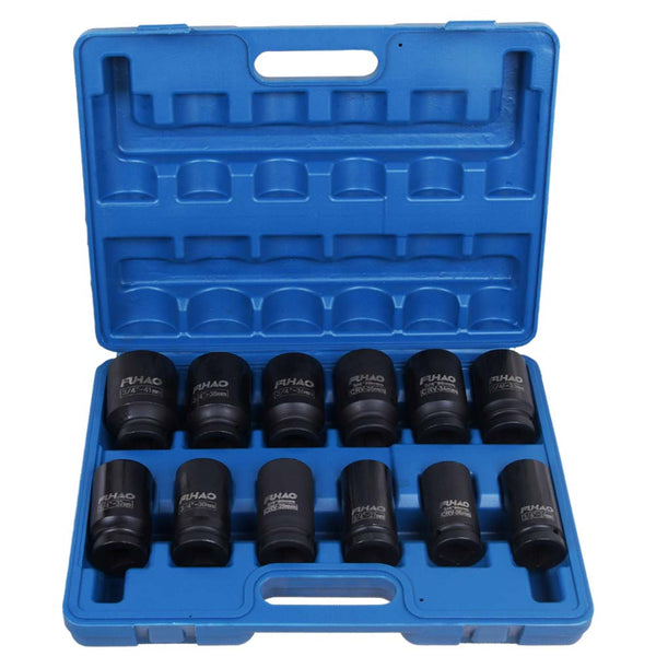 12pc 3/4 Inch Deep Impact Sockets Set Drive 6 point 24mm to 41mm