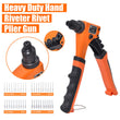 Hand Riveter Rivet Plier Gun Kit with 150 Rivets 4 Nozzle Head Size