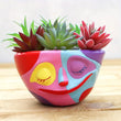 Colorful Face Pattern Resin Flowerpot