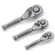 3pc Stubby Ratchet Handle Set 1/4" 3/8" 1/2" Short Socket Wrench