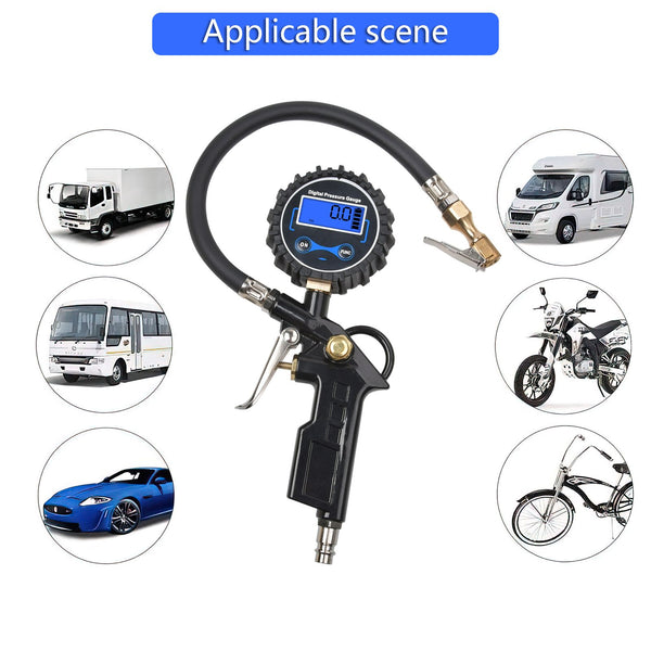 Digital Tyre Inflator LCD Pressure Gauge Air Line Tyre Pump Compressor