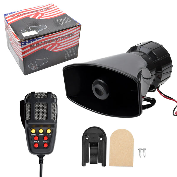 12V 7 Tone Sound Car Police Siren Horn Megaphone w/ Mic PA Speaker