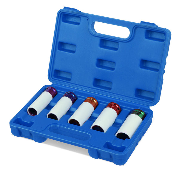 Thin Wall Impact Socket Set 1/2" Deep Alloy Locking Wheel Nylon Sleeved