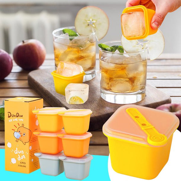 6 Ice Silicone Lattice Molds Easy Demoulding Ice Storage Box with Cover