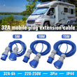 32A BLUE 240v Hook Up Marina Generator Extension Cable 5m -15m
