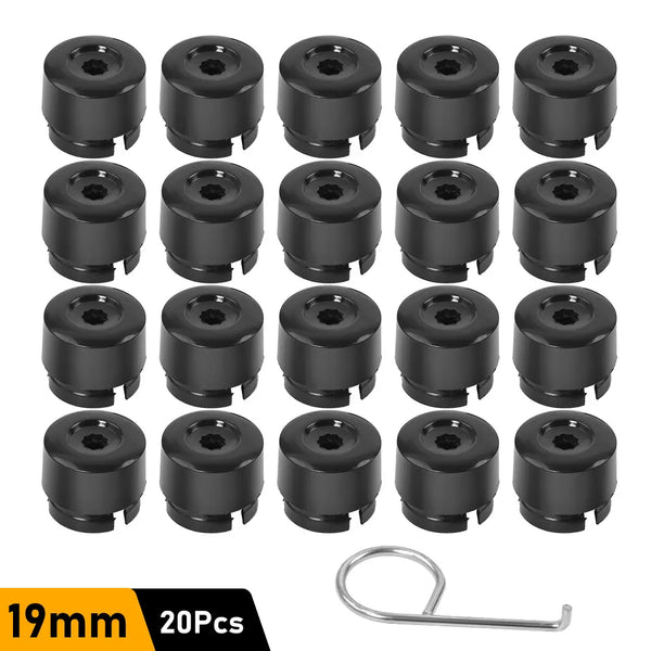 20Pcs 19mm Black Wheel Nut Bolt Covers Caps Set Tool