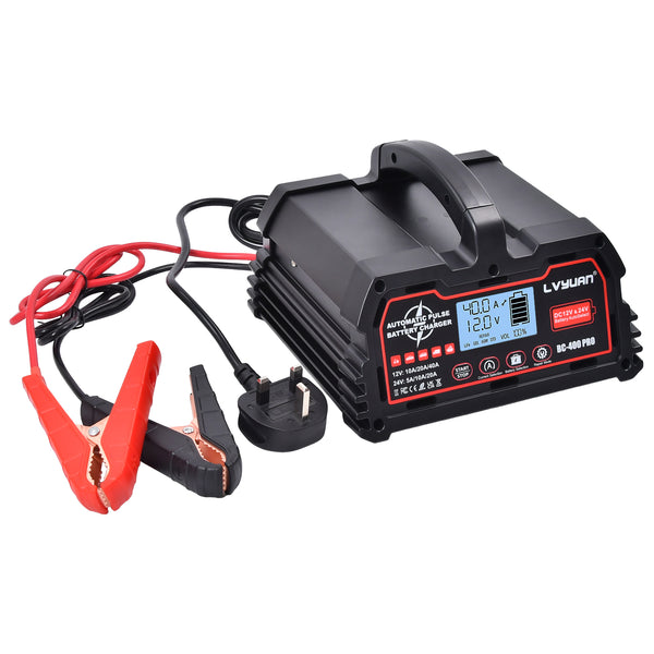 40A Car Battery Charger Smart 12V&24V Fast Charging Pulse Repair