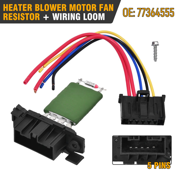 Vauxhall Corsa D, Corsa E Heater Blower Motor Fan Resistor + Wiring Loom