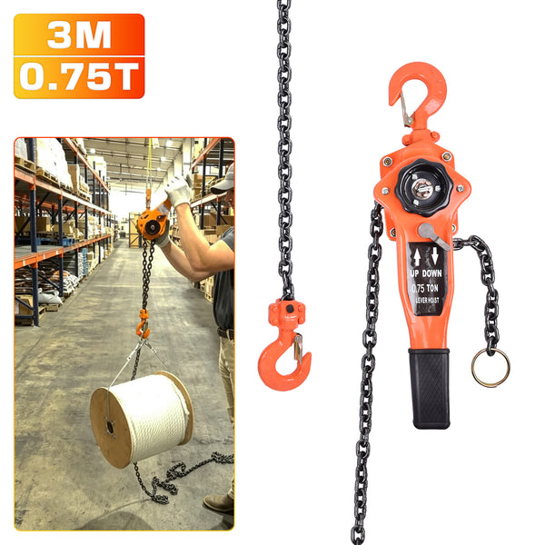 Chain Hoist Block and Tackle 750/1500kg Winch Engine Lift Puller Fall