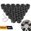 20Pcs 19mm Black Wheel Nut Bolt Covers Caps Set Tool