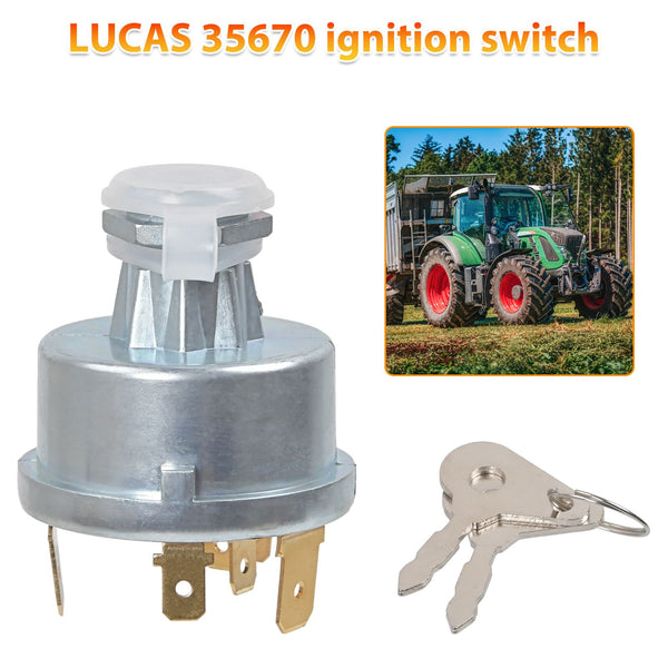 Tractor Ignition Switch Barrel with 2 Keys For LUCAS 35670