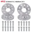 2Pair 15/ 20mm 5x112/5X100 Wheel Spacers 57.1 Center Bore W/20 Bolts