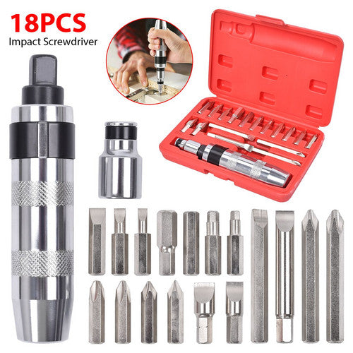 Impact Screwdriver Driver Set 1/2" Sq Dv Pro Tool Storage 18pc