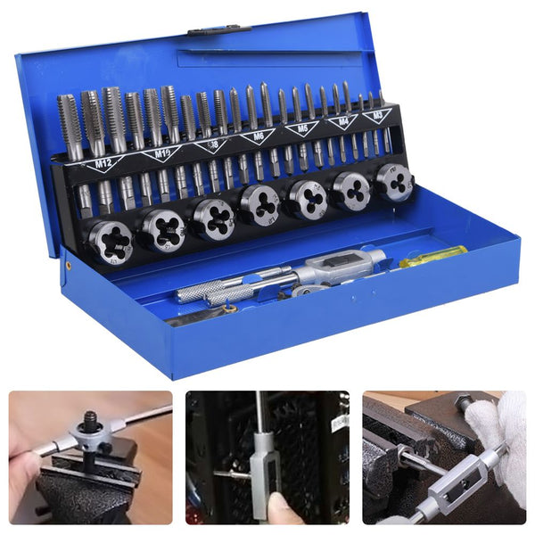 Metric Tap and Die Kit M3 M4 M5 M6 M8 M10 M12 Thread Cutter Tool Wrench