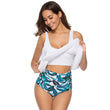 Women Top Ruffled High Waist Swimwear Two Pieces Bathing Suits Bikini Sets