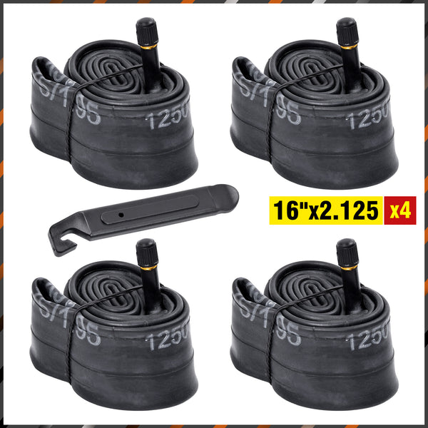 4x 16x2.125 Schrader Car Valve Bike Cycle Inner Tube + FREE TYRE LEVER