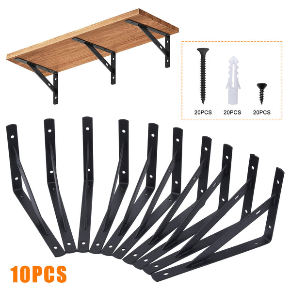 10PCS Shelf Brackets Heavy Duty Shelf Brackets Black Shelving Brackets BLACK