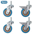 4x 75mm Rubber Swivel Castor Wheels Trolley Furniture Wheel